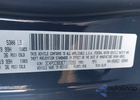 2014 Dodge Journey Sxt z USA, uszkodzony, nr VIN 3C4PDCBB3ET117293